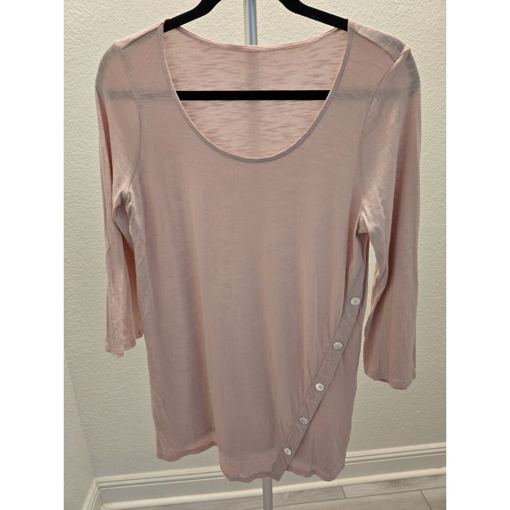 Pure Jill J Jill Pink Slub Cotton Asymmetric Button Tunic Top 3/4 Sleeve Small